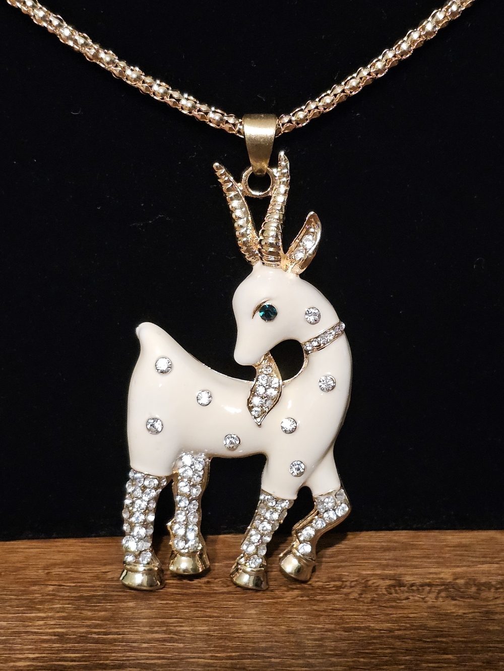 Betsey Johnson Gold-Tone Crystal Deer Pendant Necklace - Picture 2 of 5